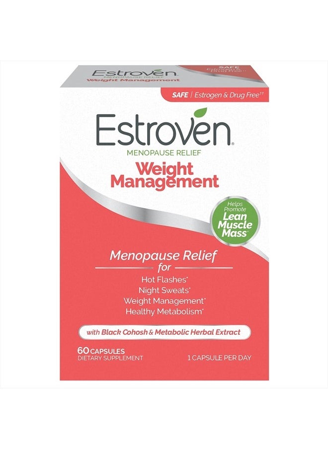 Estroven - Weight Management for Menopause Relief - 60 Ct - Clinically Proven Ingredients Help Manage Weight, Provide Night Sweats And Hot Flash Relief, Gluten-Free - Image 1