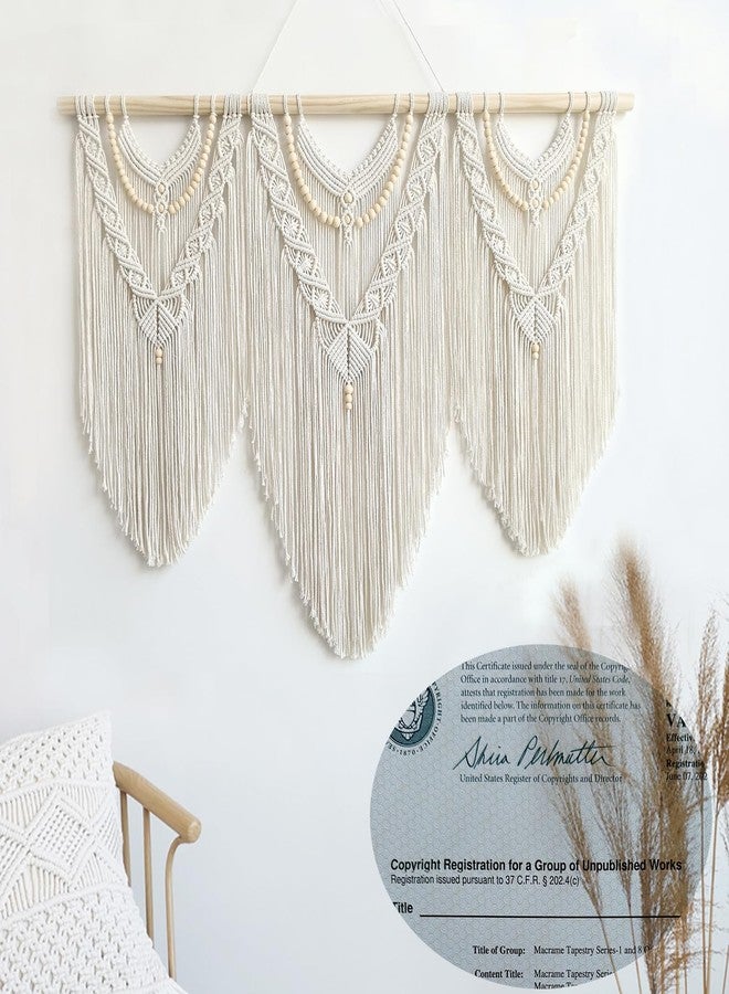Achart Macrame Wall Hanging Large- Boho Wall Decor- large wall art- Wall Decor Living Room- Macrame Tapestry Boho Decor for Bedroom (Beige-V) - Image 5