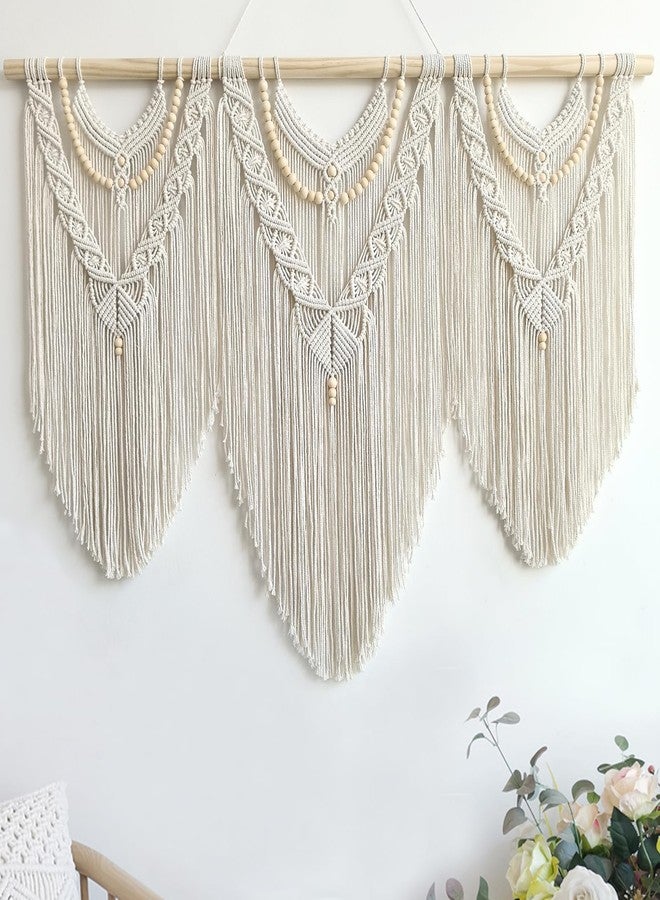 Achart Macrame Wall Hanging Large- Boho Wall Decor- large wall art- Wall Decor Living Room- Macrame Tapestry Boho Decor for Bedroom (Beige-V) - Image 1