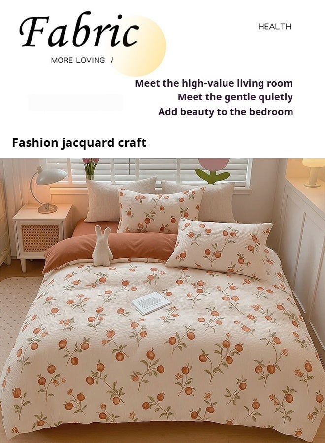 4-Piece Cotton Bedding Set 200×230cm – Pomegranate print, Includes Duvet Cover, Sheet & Pillowcases  - Image 4