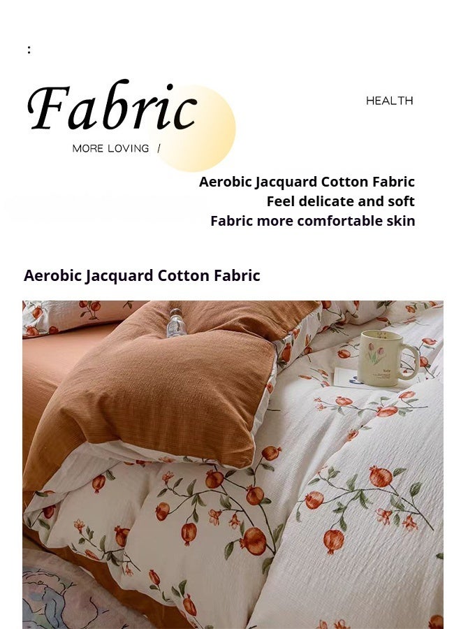 4-Piece Cotton Bedding Set 200×230cm – Pomegranate print, Includes Duvet Cover, Sheet & Pillowcases  - Image 3