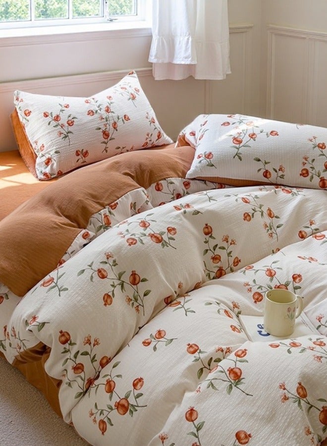 4-Piece Cotton Bedding Set 200×230cm – Pomegranate print, Includes Duvet Cover, Sheet & Pillowcases  - Image 1