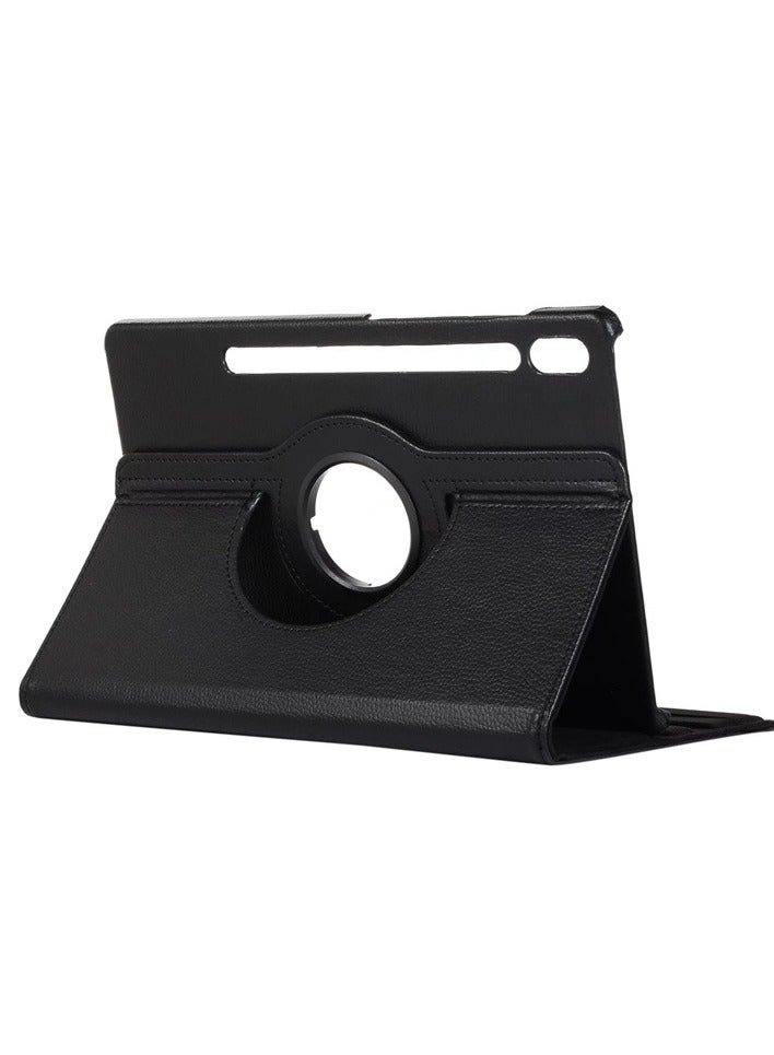 for Samsung Galaxy Tab S10 FE Case Cover, Multi-Angle Stand + 361 Rotating Bracket + Shockproof Leather Slim Protective Cover, Black - Image 1