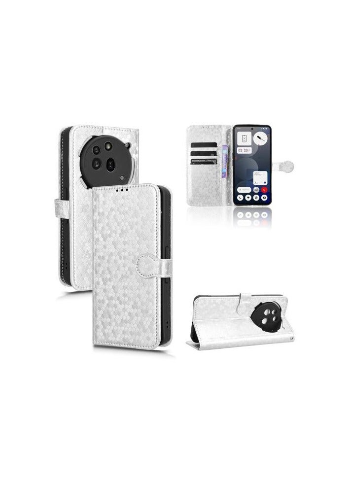Nothing Phone 3a Pro Honeycomb Dot Texture Leather Phone Case(Silver)