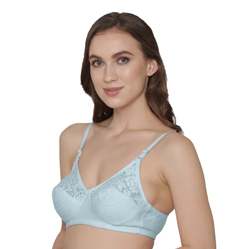 Kalyani Deepali Non Padded Cut & Sew Cups Everyday Lace Bra Sky Blue,Sky Blue_ Pack of 2 - Image 2