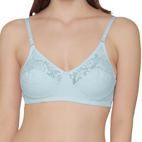 Kalyani Deepali Non Padded Cut & Sew Cups Everyday Lace Bra Sky Blue,Sky Blue_ Pack of 2 - Image 4