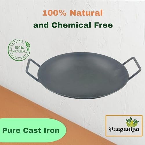 PRAGANIYA Pure Iron Appachatti/Appam Pan 100% Pure & Toxin-Free Super Smooth (Pre-Seasoned) (10" with Oil Spreader) - Image 5