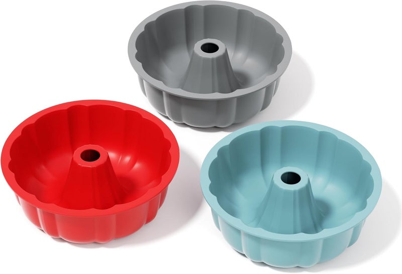 silicone cake pan, silicone Cake Molds, Bakeware Non Stick 10 inch Pan for Jello,Gelatin,cake, Silicone Baking Molds for Cakes, Round Baking Pan (3 packs)