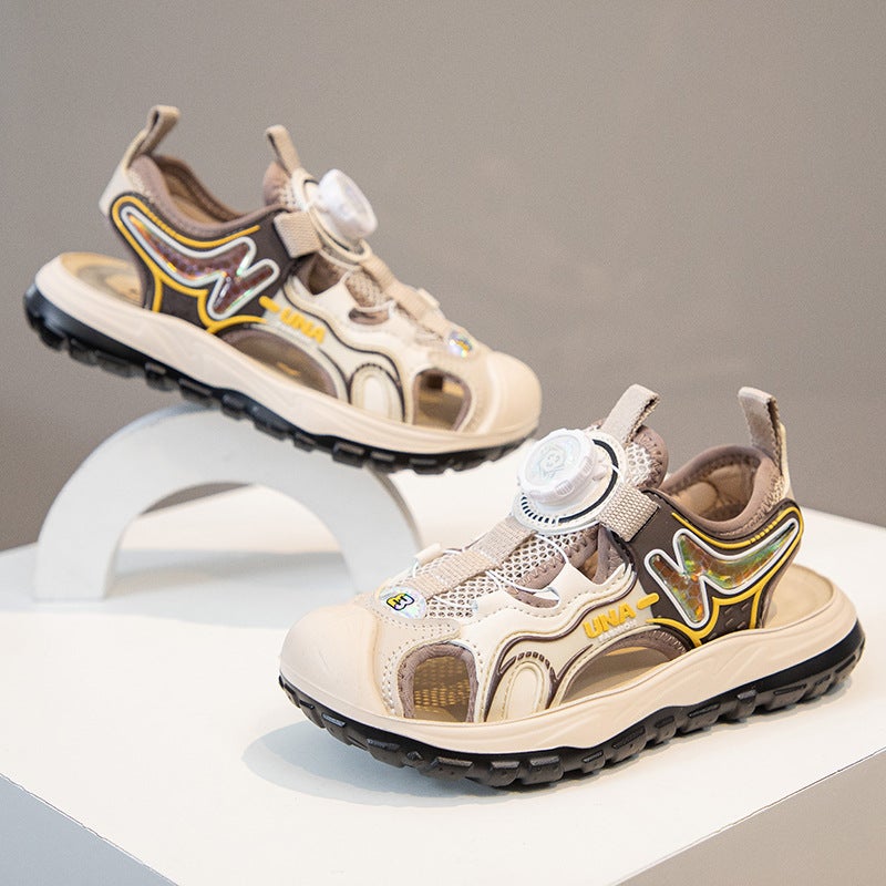 Supply Summer Children'S Closed-Toe Sandals Trendy Knob Buckle Soft Sole Outdoor Beach Shoes For Older Children - Image 3