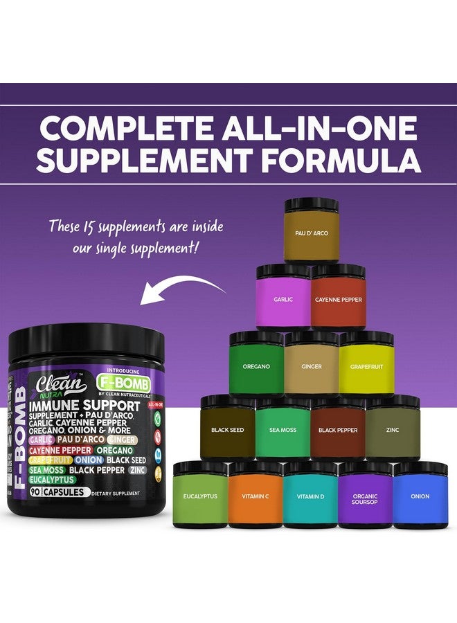 Clean Nutraceuticals دعم المناعة العضوي مع باو داركو والثوم والفلفل الحار والأوريجانو والزنجبيل والجريب فروت والبصل وبذور الكمون والطحالب البحرية والفلفل الأسود والزنك والأوكاليبتوس وفيتامين سي وفيتامين د والسورسيوب العضوي من كلين نوترا - Image 2