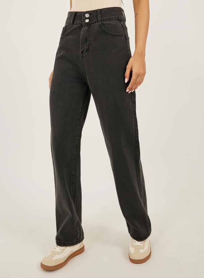 Styli Mid Rise Plain Wide Leg Jeans  - Image 2