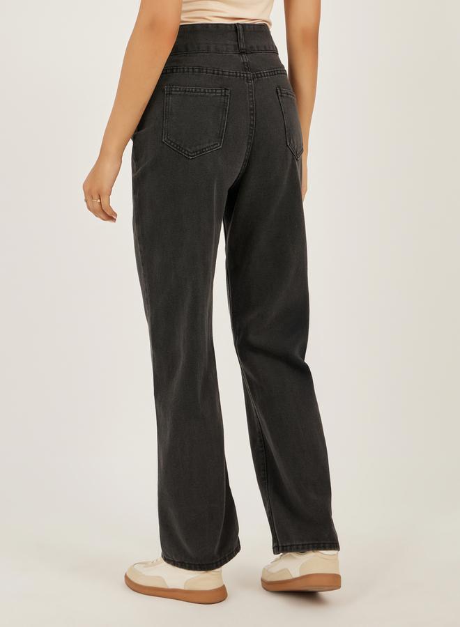 Styli Mid Rise Plain Wide Leg Jeans  - Image 4