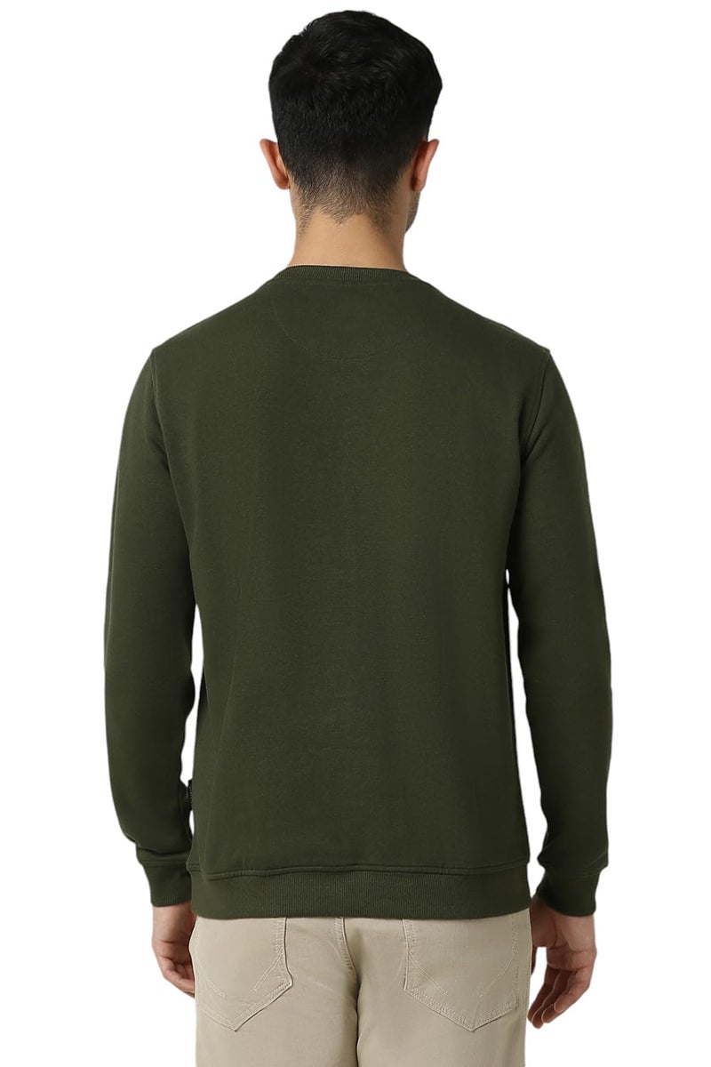 Van Heusen Men Olive Print Crew Neck Sweatshirt - Image 3