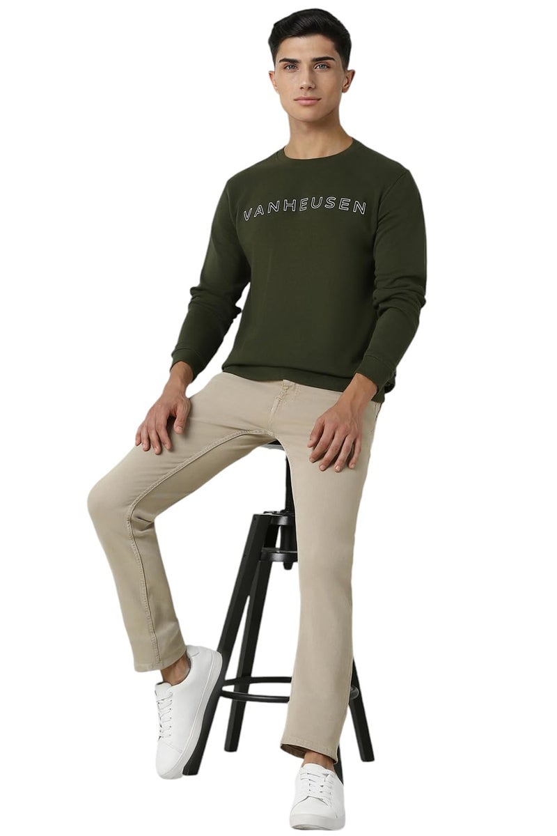 Van Heusen Men Olive Print Crew Neck Sweatshirt - Image 5