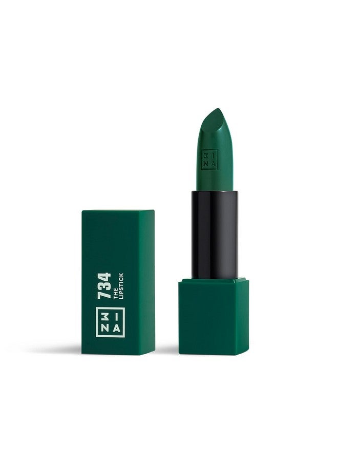 3INA Makeup Vegan Cruelty Free The Lipstick 734 Green Lipstick 5H Lasting Lipstick Highly Pigmented Matte Vanilla Scented Lipstick With Magnetic Cap - Image 2