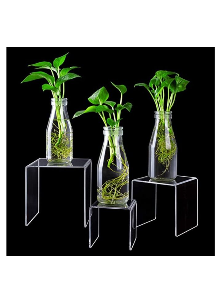 Creative Planet Clear Acrylic Display Riser Heavy Duty for Figurines Pastry Cake Dessert Table Decorations Rectangle - 3", 4", 5" (Set of 2) - Image 4