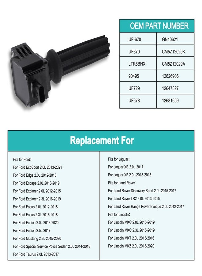 AULINK 4PCS UF670 Ignition Coil Pack For Ford Edge Escape Explorer Focus Fusion EcoSport Mustang Taurus,Land Rover Range Rover Evoque Discovery Sport,Lincoln MKC MKT MKZ,Jaguar XE XF 2.0L 2.3L 2.5L - Image 4