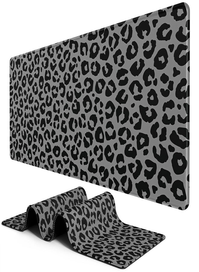 BOSOBO Extended Gaming Desk Mat, XXL Full Cover 31.5 x 11.8 Inches, Black Leopard Print - Image 1