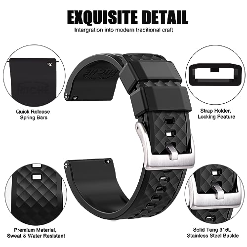 Ritche Christmas Gift 22mm Silicone Watch Band Compatible with Samsung Galaxy Watch 3 (45mm) Samsung Gear S3 Classic Watch Quick Release Rubber Watch Bands for Men Women, White Elephant Gifts, Stocking Stuffers for Men - Image 3