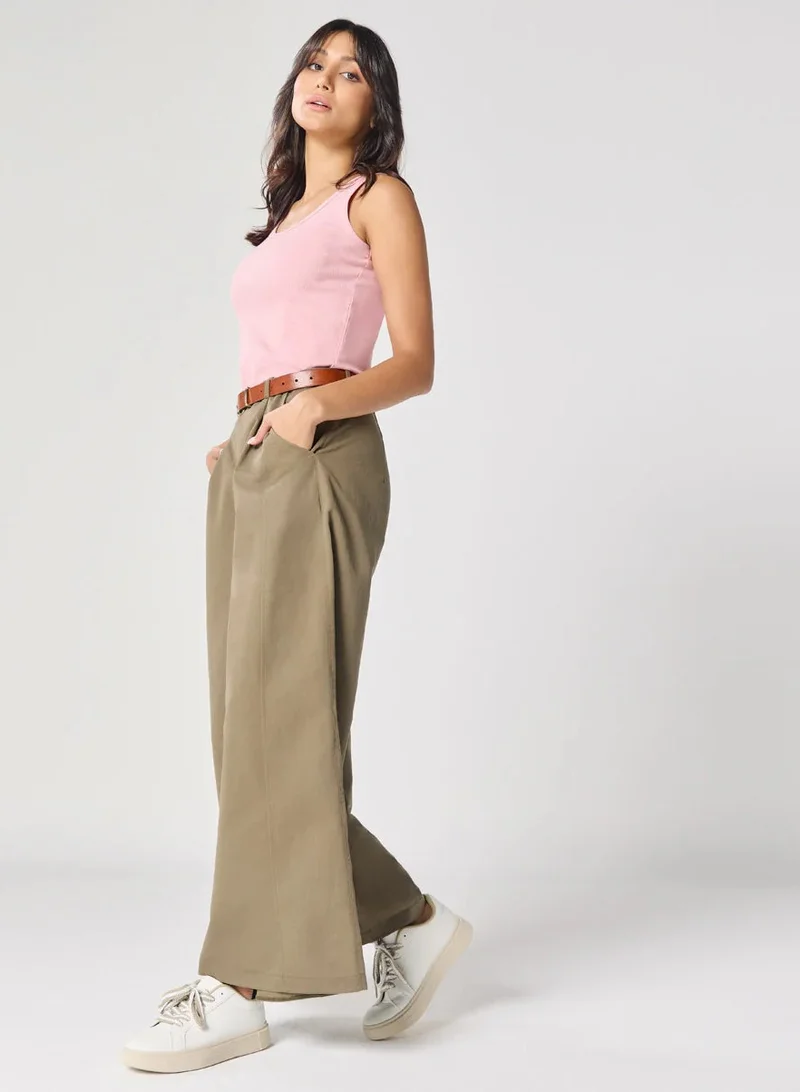 Zigzag Salmon Pink Rib Cami Top