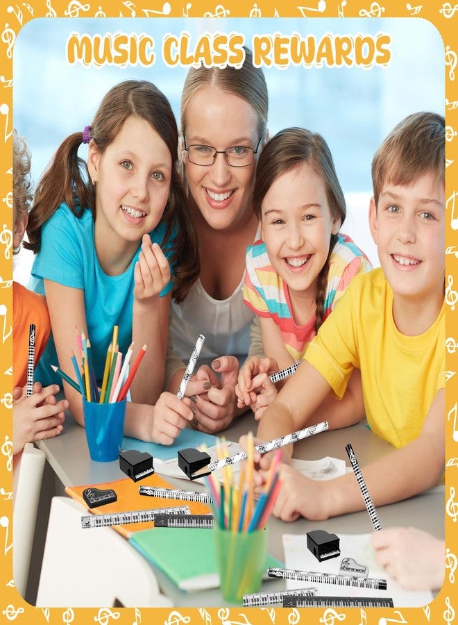 Gaiaring 30 Pcs Music Pencil Stationery Set Back to School Gift Piano Prizes Music Note Pencil Paper Clips Rulers Piano Pencil Sharpeners Erasers Music Themed Gifts for Classroom First Day of School - Image 5