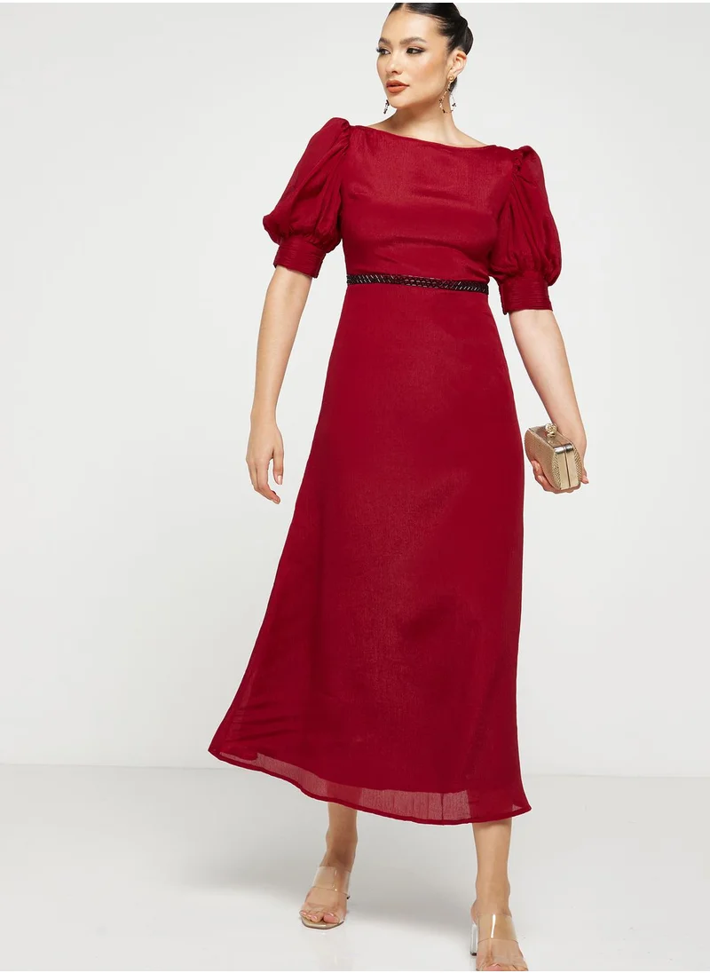 Khizana Puff Sleeve A-Line Dress