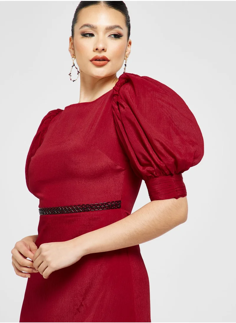 Khizana Puff Sleeve A-Line Dress