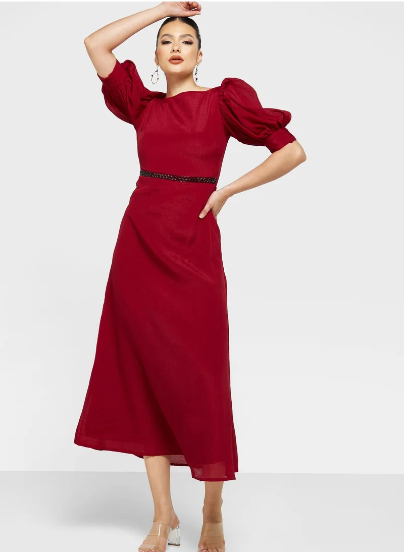 Khizana Puff Sleeve A-Line Dress