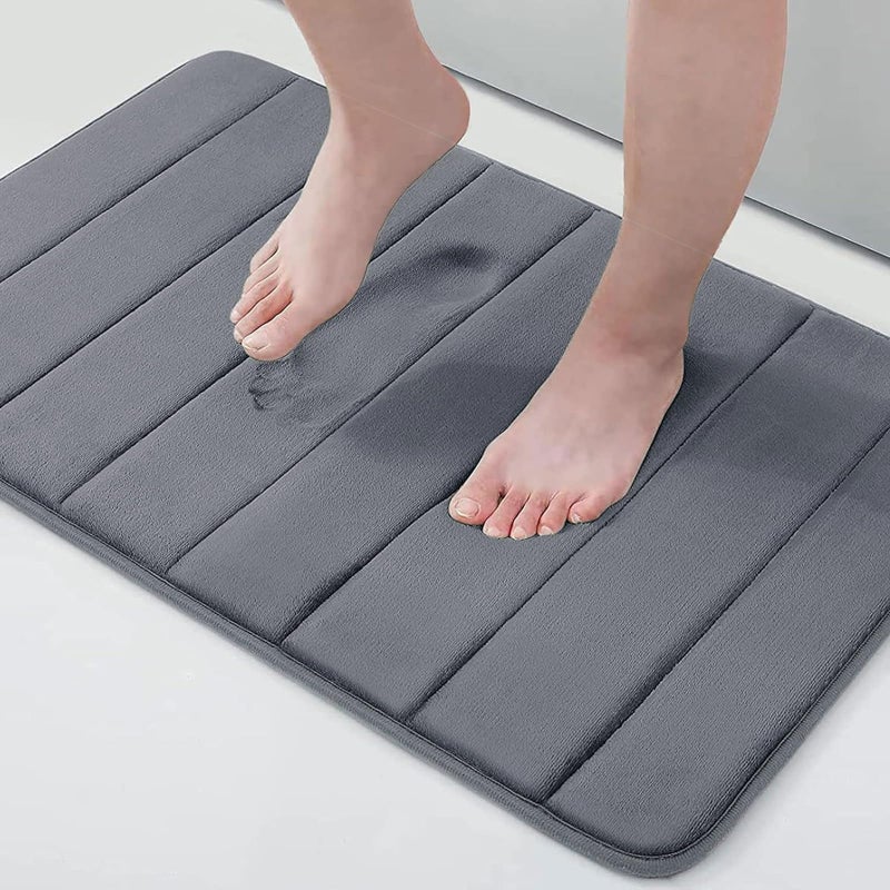 Buganda Memory Foam Bath Mat, 30" x 20", Ultra Soft and Non-Slip Bathroom Rugs, Water Absorbent and Machine Washable Bath Rug for Bathroom, Shower, and Tub, Dark Grey - Image 1