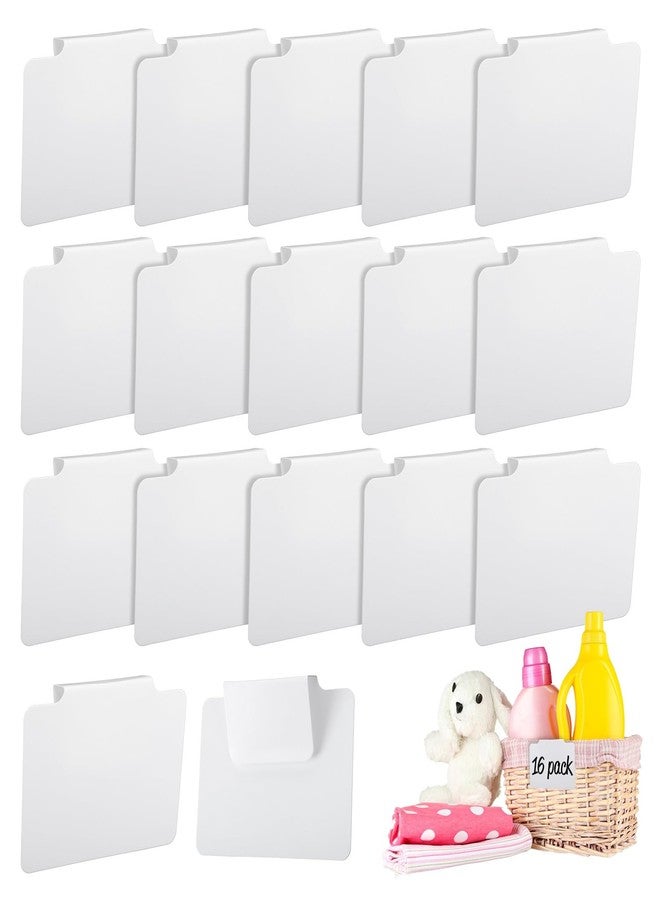 APLZGMG 16Pcs White Clip-On Basket Labels, 3.5x2.5 Inch Removable PVC Labels with Holders for Storage Bins, Pantry & Closet Organization, Removable Label Holders - Image 1