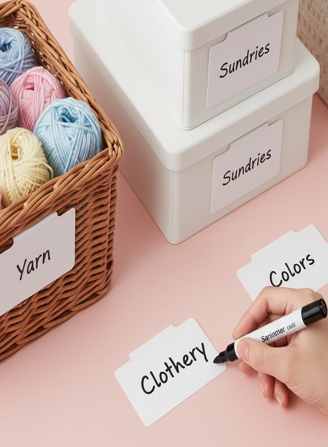 APLZGMG 16Pcs White Clip-On Basket Labels, 3.5x2.5 Inch Removable PVC Labels with Holders for Storage Bins, Pantry & Closet Organization, Removable Label Holders - Image 2