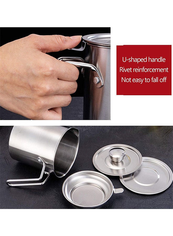 Loquat Stainless Steel Grease Strainer And Container Silver 12.2x15.5x11.7cm  - Image 5