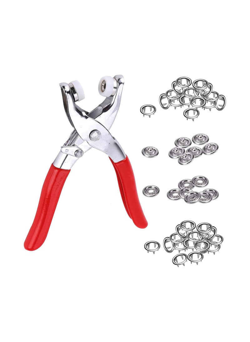 Trimming Shop Trimming Shop Brass Silver Snap Poppers Fasteners Prong Ring Press Studs with Fixing Plier Tool for Babygrows, Bibs, Custom Clothing or DIY Craft Projects...  - Image 1