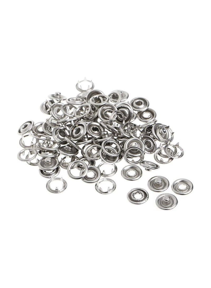 Trimming Shop Trimming Shop Brass Silver Snap Poppers Fasteners Prong Ring Press Studs with Fixing Plier Tool for Babygrows, Bibs, Custom Clothing or DIY Craft Projects...  - Image 3