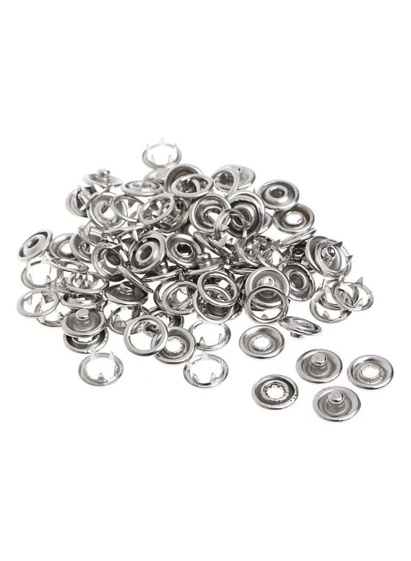 Trimming Shop Trimming Shop Brass Silver Snap Poppers Fasteners Prong Ring Press Studs with Fixing Plier Tool for Babygrows, Bibs, Custom Clothing or DIY Craft Projects...  - Image 2