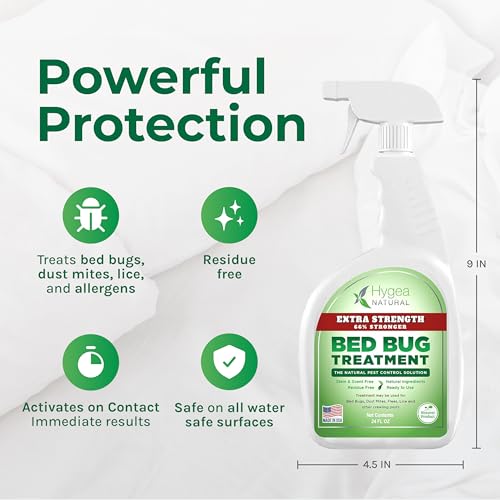 Hygea Natural بخاخ هيجيا الطبيعي للقضاء على بق الفراش والعث - صديق للأطفال والحيوانات الأليفة - خالي من البقع والروائح - تركيبة أقوى بنسبة 66% (24 أونصة) - Image 3