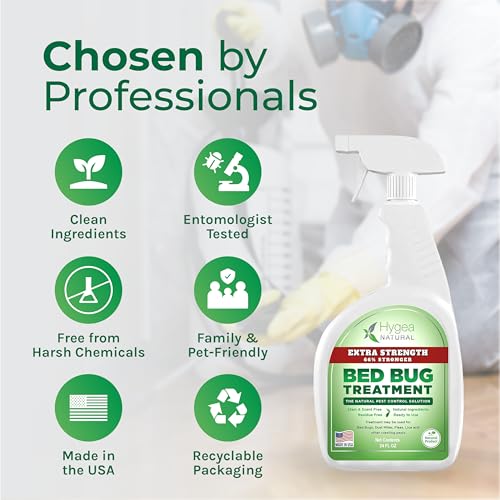 Hygea Natural بخاخ هيجيا الطبيعي للقضاء على بق الفراش والعث - صديق للأطفال والحيوانات الأليفة - خالي من البقع والروائح - تركيبة أقوى بنسبة 66% (24 أونصة) - Image 5