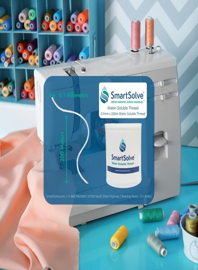 SmartSolve Water-Soluble Thread | Dissolves Quickly in Warm Water | Biodegradable | Eco-Friendly | Quilting, Sewing, Crafts, Balloon String, Hanging Tags | 0.1mm x 200m Spool | White - Image 2