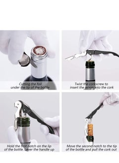 Y&D Waiter Corkscrew Heavy Duty Chrome Drink Opener with Foil Cutter Professional 2 Pack Key for Bartenders and Black Bottle  - Image 4