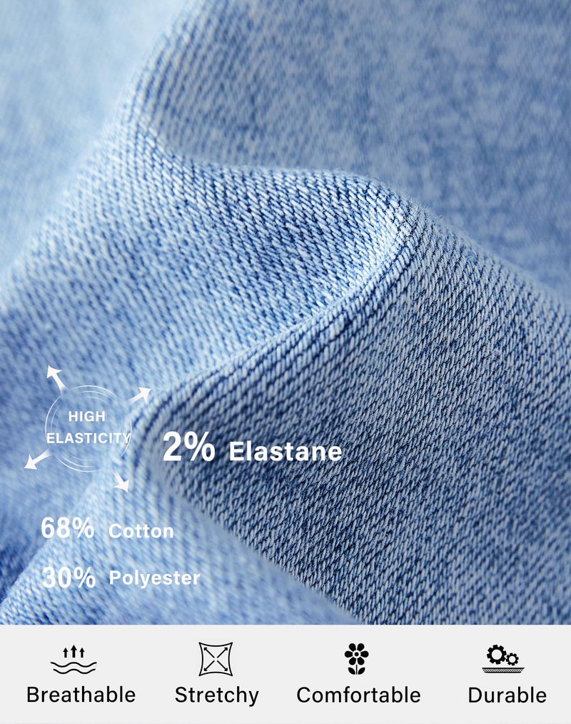 roswear Women's Stretchy Wide Leg High Waisted Frayed Hem Long Jean Shorts Light Blue Large - Image 3