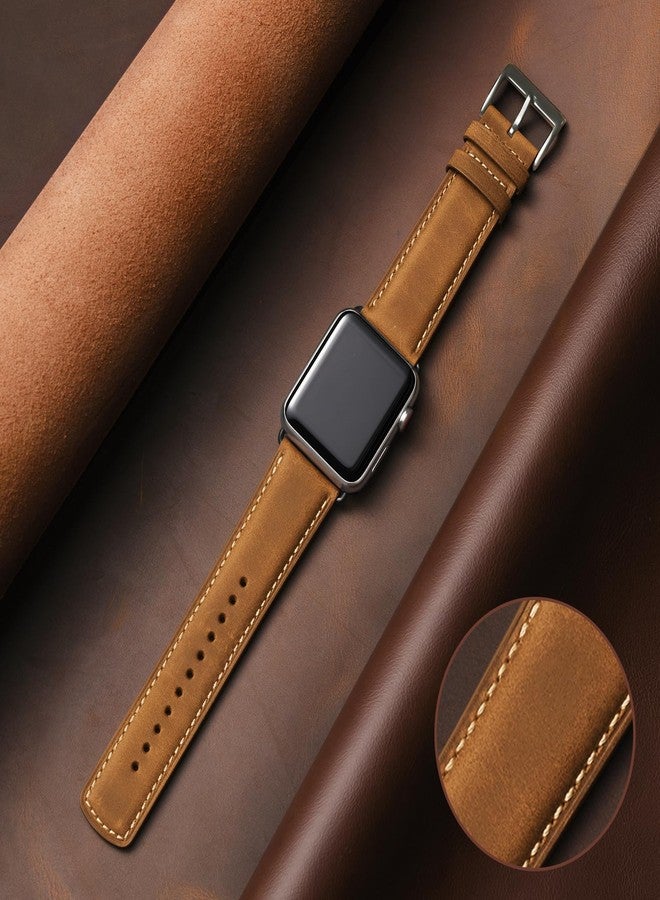 SUNFWR Leather Bands Compatible with Apple Watch Band 42mm(Series 3 2 1) 44mm 45mm 46mm 49mm for Men Women, Top Grain Genuine Leather Replacement Strap for iWatch Ultra 3 2 1, SE3 2 1, Series 11 10 9 - Image 2
