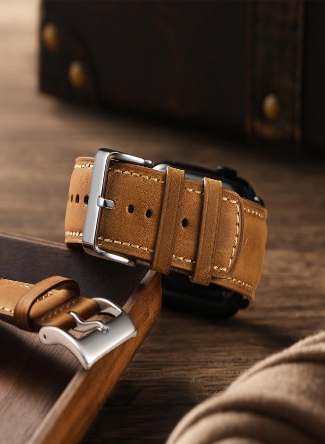 SUNFWR Leather Bands Compatible with Apple Watch Band 42mm(Series 3 2 1) 44mm 45mm 46mm 49mm for Men Women, Top Grain Genuine Leather Replacement Strap for iWatch Ultra 3 2 1, SE3 2 1, Series 11 10 9 - Image 3