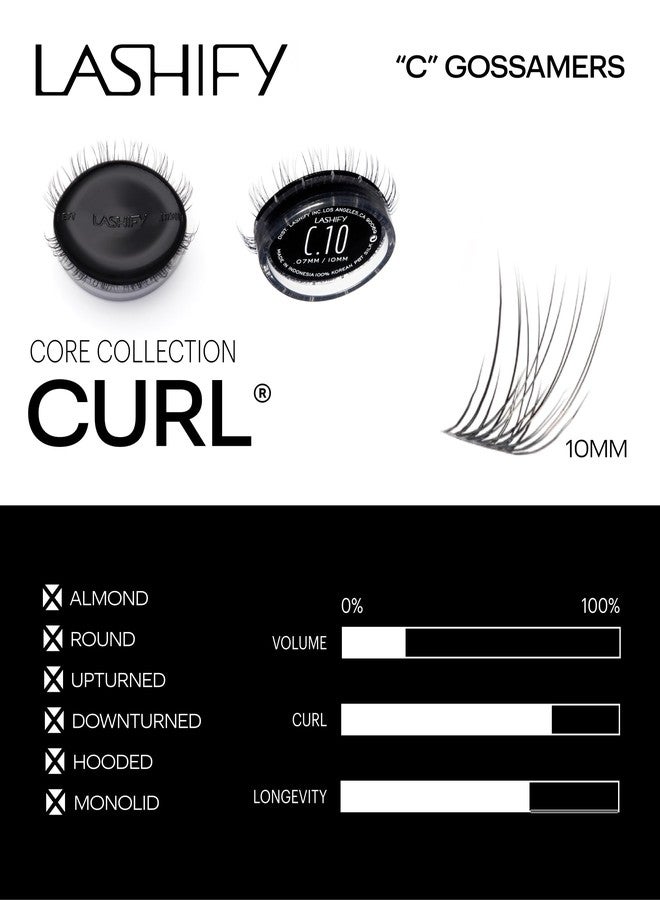 Lashify Curl 10mm Gossamer DIY Eyelash Extensions Refill, Black, Easy False Eyelashes for a Natural Look - Image 3