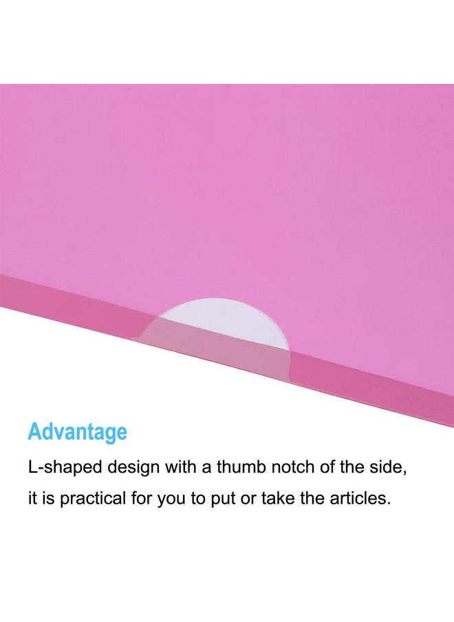 PATIKIL - L Type Folders 12 Pack A4 Plastic File Project Pockets Clear Paper Document Jacket Sleeve For Office Pink - Image 1