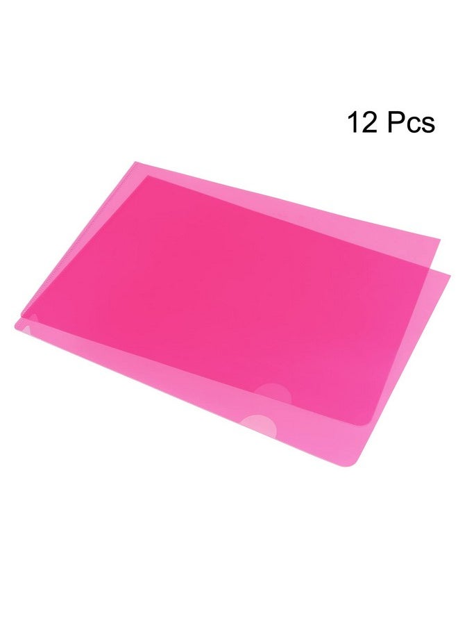 PATIKIL - L Type Folders 12 Pack A4 Plastic File Project Pockets Clear Paper Document Jacket Sleeve For Office Pink - Image 1