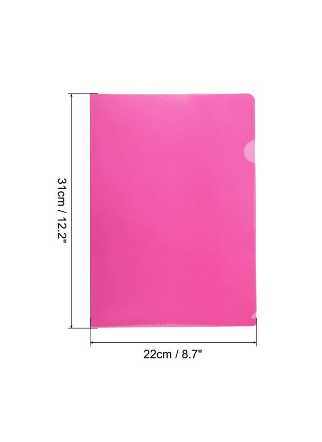 PATIKIL - L Type Folders 12 Pack A4 Plastic File Project Pockets Clear Paper Document Jacket Sleeve For Office Pink - Image 1