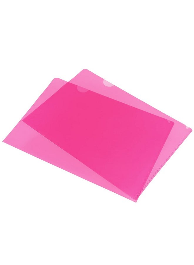 PATIKIL - L Type Folders 12 Pack A4 Plastic File Project Pockets Clear Paper Document Jacket Sleeve For Office Pink - Image 1