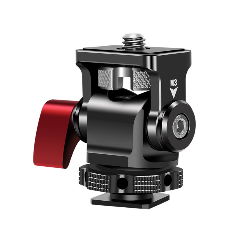 Cold Shoe Adapter: 1/4 Inch Screw Aluminum Alloy - Anti-Slip Rubber Pad Cold Shoe Mount - Adjustable Angle Cold Shoe Monitor Mount for DSLR Cameras, Tripods, Field Monitors, LED Lights - Image 1