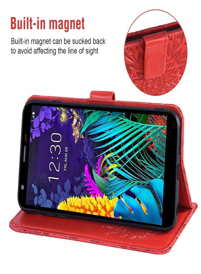 أسو ويش جراب هاتف LG Aristo 4 Plus 4+/Tribute Royal X320/Escape Plus/Journey LTE L322DL/K30 2019/Arena 2/X2 2019/Prime 2، محفظة مع واقي شاشة زجاجي مقوى، غطاء قلاب، حامل بطاقات، لون أحمر - Image 4