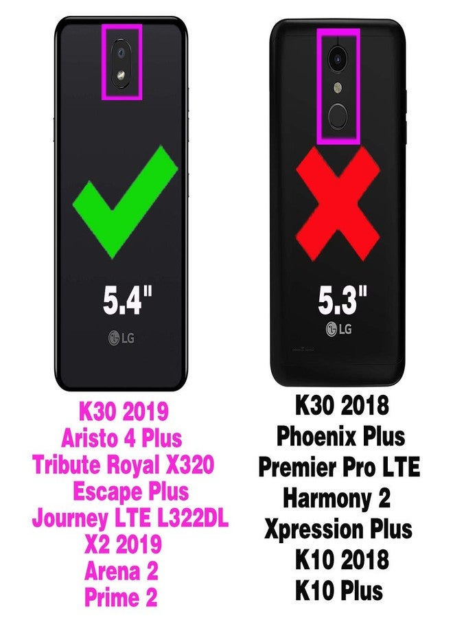 أسو ويش جراب هاتف LG Aristo 4 Plus 4+/Tribute Royal X320/Escape Plus/Journey LTE L322DL/K30 2019/Arena 2/X2 2019/Prime 2، محفظة مع واقي شاشة زجاجي مقوى، غطاء قلاب، حامل بطاقات، لون أحمر - Image 2